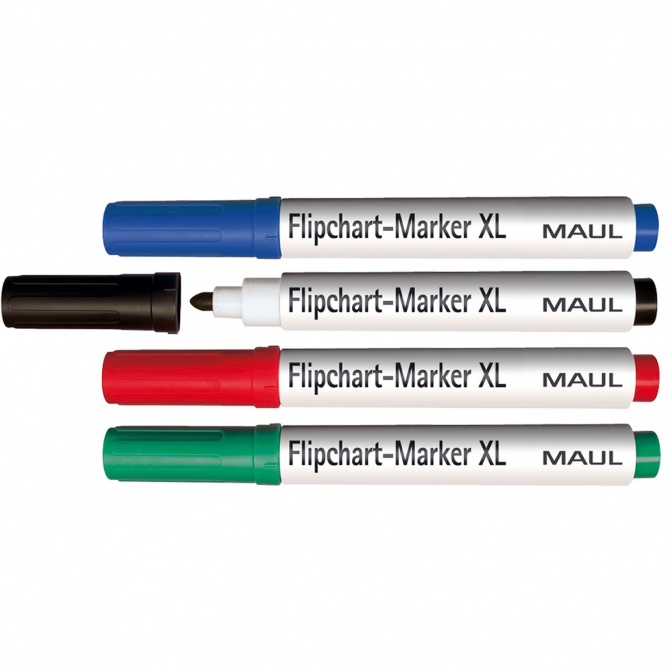 Flipchart-Marker,  4 Stück, farbig sortiert (rot, blau, grün, schwarz), 